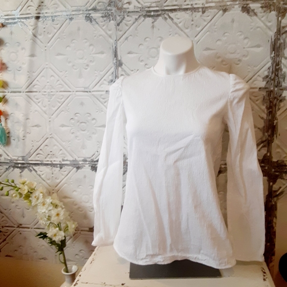 White Crinkled COS Longsleeve Top - Picture 2 of 9